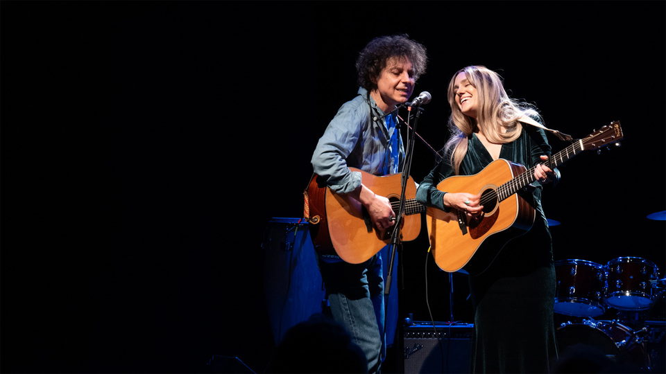 Promotional image for the show 'The Big Yellow Tambourine Man Band  Celebrate The Iconic Music of Bob Dylan & Joni Mitchell' in June 2026 at Blackburn Empire Theatre.