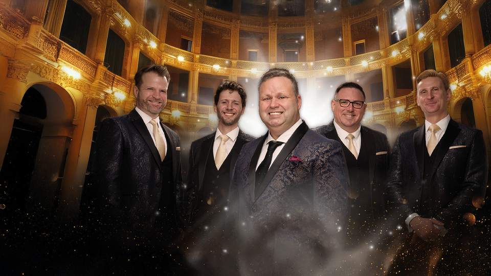Promotional image for the show 'The Opera Boys – The Farewell Tour starring Paul Potts' in October 2026 at Blackburn Empire Theatre.