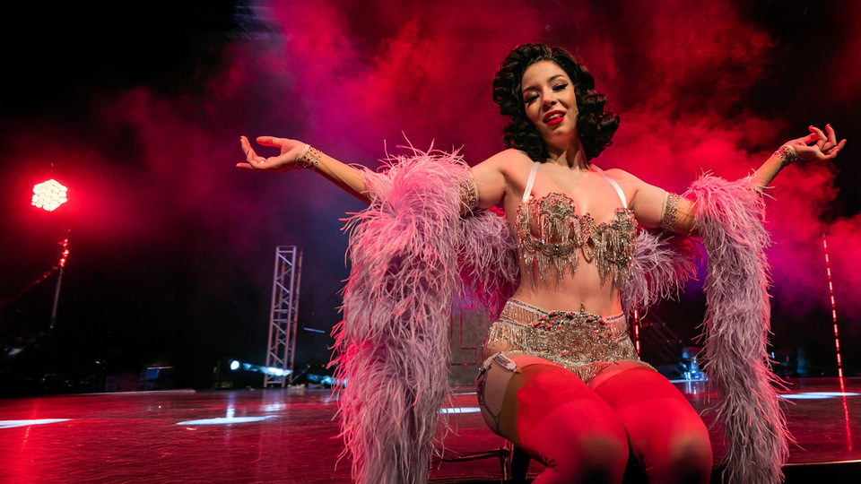 Promotional image for the show 'Tease - the Ultimate Burlesque & Cabaret Experience' in February 2027 at Blackburn Empire Theatre.